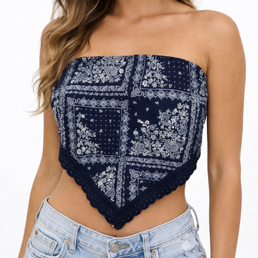 Thirty Thirty Strapless Bandanna Tube Top Size M NWT